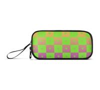 Buffalo Plaid Trousse à crayons en nylon dégradé jaune vert violet grande capacité pour adolescents, filles, organiseur de papeterie pour infirmières de bureau