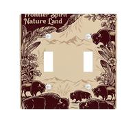 Buffalo Plaque de protection pour interrupteur double en plastique Marron Taille standard Décoration pour chambre à coucher, salle de bain, cuisine, entrée