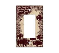 Buffalo - Plaque d'interrupteur à bascule simple - Nature - Fleurs rustiques - Montagnes d'été - En plastique marron - Taille standard - Décoration pour nouvel appartement, maison, chambre à coucher