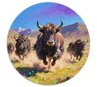 Buffalo, Puzzle 1000 Pièces Rond, Défi Captivant Et Relaxant, Parfait pour Collection Ou Cadeau, Adapté Dès 12 Ans,Style Peint Animal, 1000pcs (67.5x67.5cm)