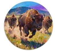 Buffalo, Puzzle Rond 1000 Pièces, Jeu Apaisant Et Stimulant, Parfait pour Offrir Ou Exposer, Adapté Dès 8 Ans,Style Peint Animal, 1000pcs (67.5x67.5cm)