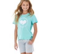 BUFFALO Pyjama turquoise / gris chiné / blanc, Taille 134-140