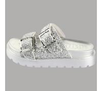 Buffalo Raya Ari Glam Ciabatta Argento Plateau Glitter Polyester 1602284