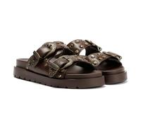 Buffalo Raya Ari West Sandales En Cuir Marron Pour Femmes - EUR 37