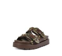 Buffalo Raya Ari West Sandales En Cuir Marron Pour Femmes - EUR 39