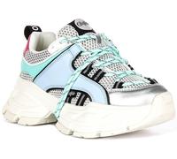 Buffalo Saturne Dentelle Multi Superposition Épais Plateforme Bleu Argent Femmes