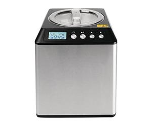 Buffalo Sorbetière Verticale 180 W pour Glaces et Sorbets 2 Litres, Acier Inoxydable, Congélateur Intégré, Bol Amovible Antiadhésif en Acier Inoxydable, CM289