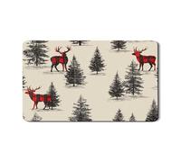 Buffalo Tapis de séchage à vaisselle pour comptoir de cuisine, tapis d'égouttoir à vaisselle en caoutchouc absorbant rouge et noir, tapis de séchage d'hiver en cuir synthétique pour protection de bar