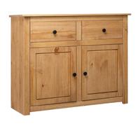 Buffet 1 Pièce 2 Tiroirs 2 Portes En Pin Massif Blanc Panama Range Armoire De Rangement