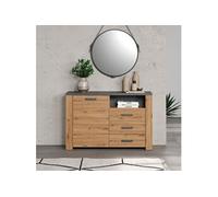 trendteam smart living - Follow - Buffet - Chêne/anthracite - Commode avec tiroirs pratiques à extension complète - (l x H x P) 127 x 83 x 40 cm - Armoire polyvalente avec paroi arrière grise élégante