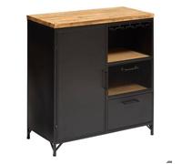 Buffet 1 porte ""Cierna"" noir 80x85cm - Atmosphera createur d'interieur