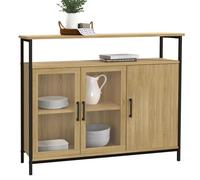 IDMarket – Buffet Detroit 100 cm 2 portes vitrine avec placards design industriel