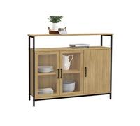IDMarket - Buffet 100 cm Detroit 2 Portes vitrine avec placards Design Industriel