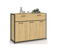 Buffet 100 cm DETROIT 3 portes et 1 tiroir design industriel