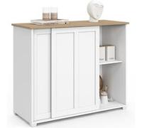IDMarket - Buffet 100 cm Jango 2 Portes coulissantes Blanc et Plateau Bois