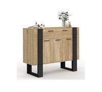 IDMarket - Buffet 100 cm Phoenix 3 Portes et 1 tiroir Bois et Noir