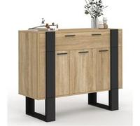 IDMarket - Buffet 100 cm Phoenix 3 Portes et 1 tiroir Bois et Noir