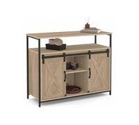 IDMarket – Buffet Quebec 100 cm, 2 portes grange coulissantes, design industriel