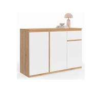 IDMarket - Buffet 100 cm TOMI 3 Portes et 1 tiroir Blanc et Bois