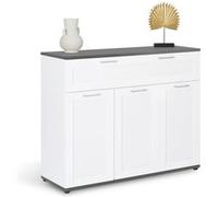 IDMarket - Buffet 100 cm VITO 3 Portes et 1 tiroir Blanc et Plateau Gris
