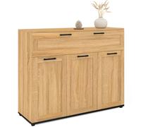 IDMarket Buffet VITO 100 cm 3 portes 1 tiroir façon hêtre poignées noires
