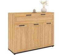 IDMarket Buffet VITO 100 cm 3 portes 1 tiroir façon hêtre poignées noires
