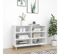 Buffet 103,5 X 35 X 70 Cm Bois Contreplaqué Blanc 6 Étagères Meuble De Rangement Scandinave Blanc