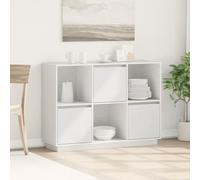 Buffet Bas - Blanc - Bois Massif de Pin - 3 Portes - 110,5x35x80 cm - Salon