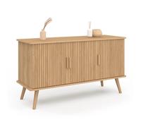IDMarket – Buffet Juliette 110 cm, 3 portes, lattes en bois, coloris chêne