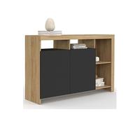 IDMarket - Buffet 110 cm Malo Bois façon hêtre et Portes Noires