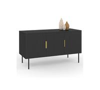 IDMarket Buffet Marcel 110 cm Noir 3 portes Effet lattes