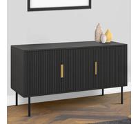 IDMarket Buffet Marcel 110 cm Noir 3 portes Effet lattes