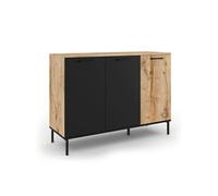 Buffet 110 Cm Oakland 3 Portes Bois Et Noir Design Industriel Noir