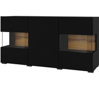 Buffet 120cm, collection EVA, 3 portes. Couleur noir et chêne.