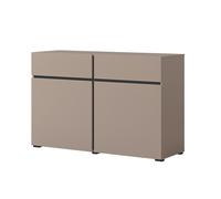 Buffet 120cm coloris beige et noir collection HAVANA. Bahut design avec 2 portes et 2 tiroirs.