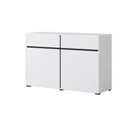 Buffet 120cm coloris blanc et noir collection HAVANA. Bahut design avec 2 portes et 2 tiroirs.
