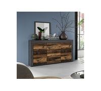 Buffet 125x35x80 cm gris décor en bois brun - JAMO
