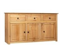 Buffet 135x40x80 cm Pin solide Assortiment Panama couleur naturelle du bois G