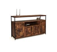 IDMarket Buffet DAYTON 140 cm 4 portes avec niche effet vieilli design industriel