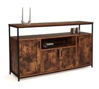 Buffet 140 cm DAYTON 4 portes avec niche effet vieilli design industriel Bois G