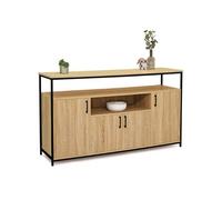 IDMarket Buffet Detroit 4 portes 140 cm avec niche – design industriel