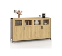 IDMarket - Buffet 140 cm Detroit 4 Portes avec vitrines Design Industriel