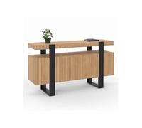 IDMarket – Buffet Octave 140 cm, 4 portes, lattes tasseau bois
