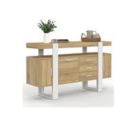IDMarket - Buffet 140 cm Phoenix 3 Portes et 3 tiroirs Bois et Blanc