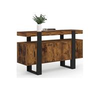 IDMarket - Buffet Phoenix 140 cm 4 portes bois effet vieilli et noir