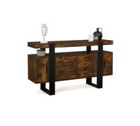 IDMarket - Buffet 140 cm Phoenix 4 Portes Bois Effet Vieilli et Noir