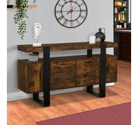 Buffet 140 cm PHOENIX 4 portes bois effet vieilli et noir Noir