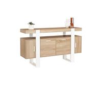 Buffet 140 Cm Phoenix 4 Portes Bois Et Blanc Blanc