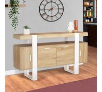 Buffet 140 cm PHOENIX 4 portes bois et blanc