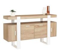 IDMarket - Buffet 140 cm Phoenix 4 Portes Bois et Blanc